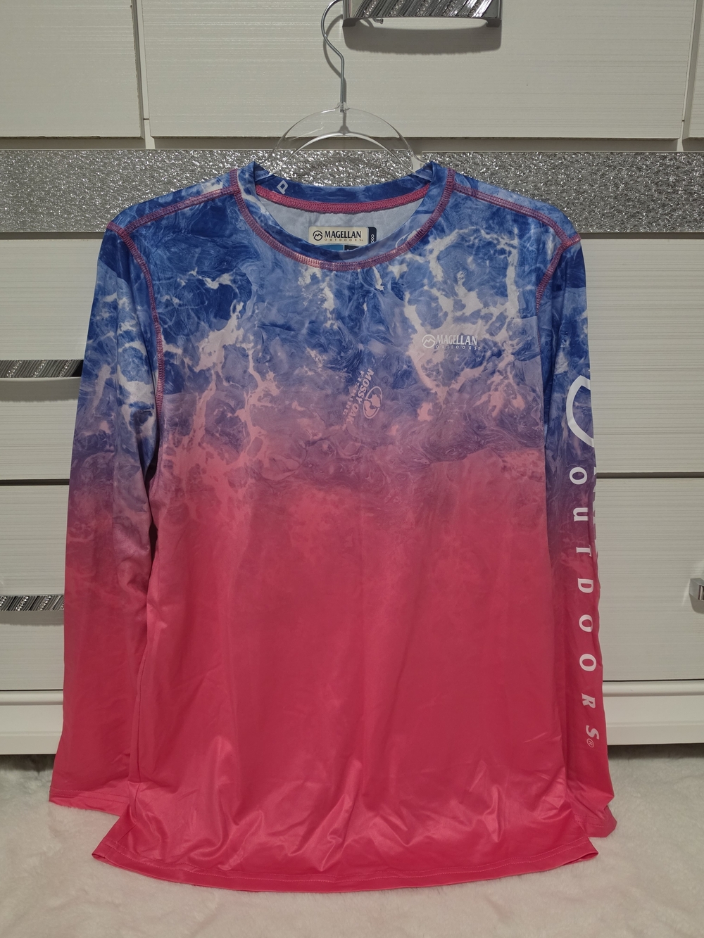 Magellan Outdoors Blue and Pink Ombre Women's Long Sleeve Shirt
